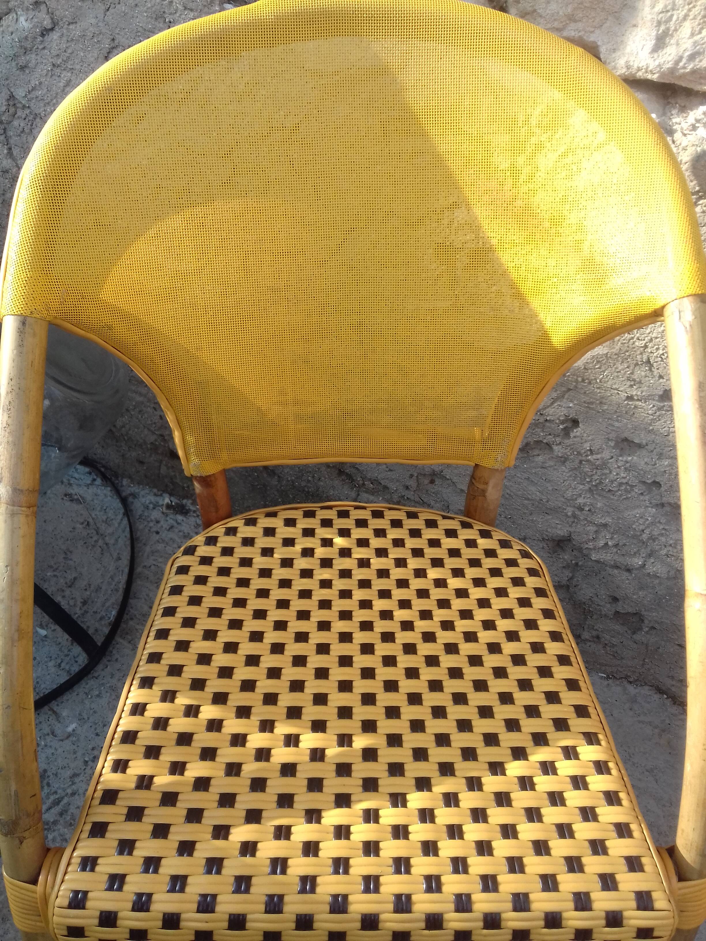 Two rattan bar armchairs