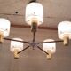 Brass and perspex chandelier with 5 lights - 1960s/70s