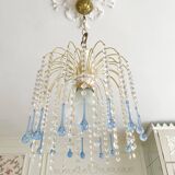 Suspension style Murano en cristal de Bohême et pampilles bleues