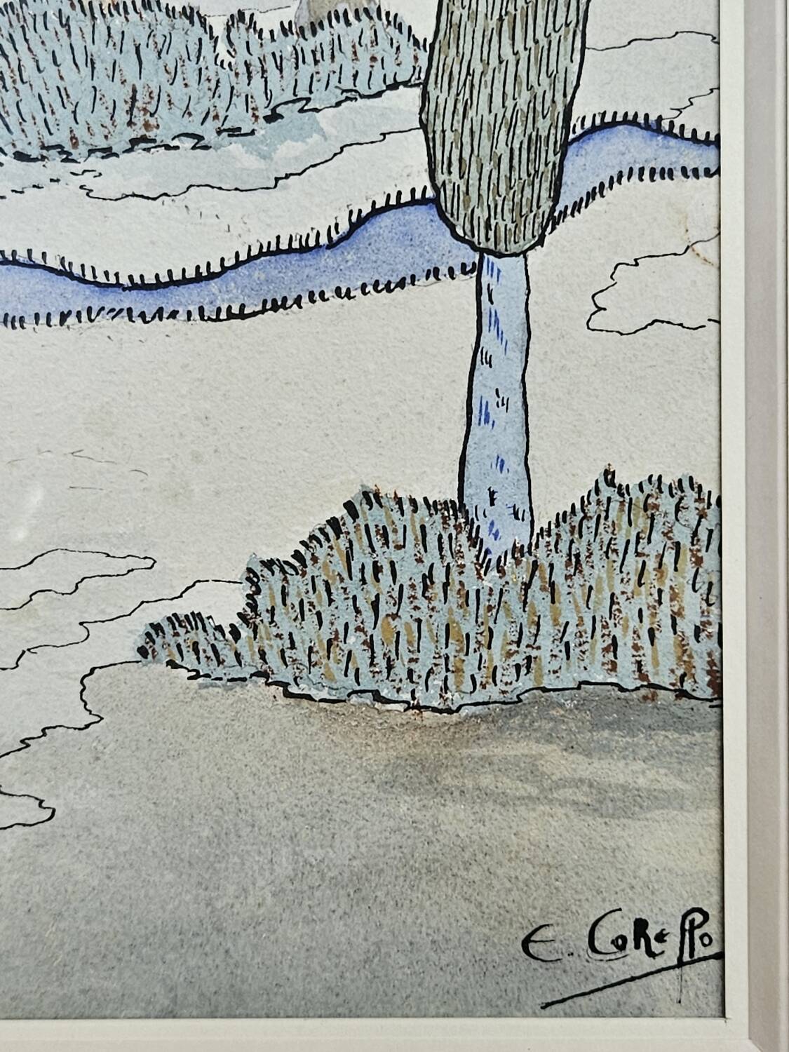 Symbolist watercolour in a beautiful frame