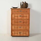 Scandinavian Colonial-Style Chest of Drawers in Pine and Bamboo