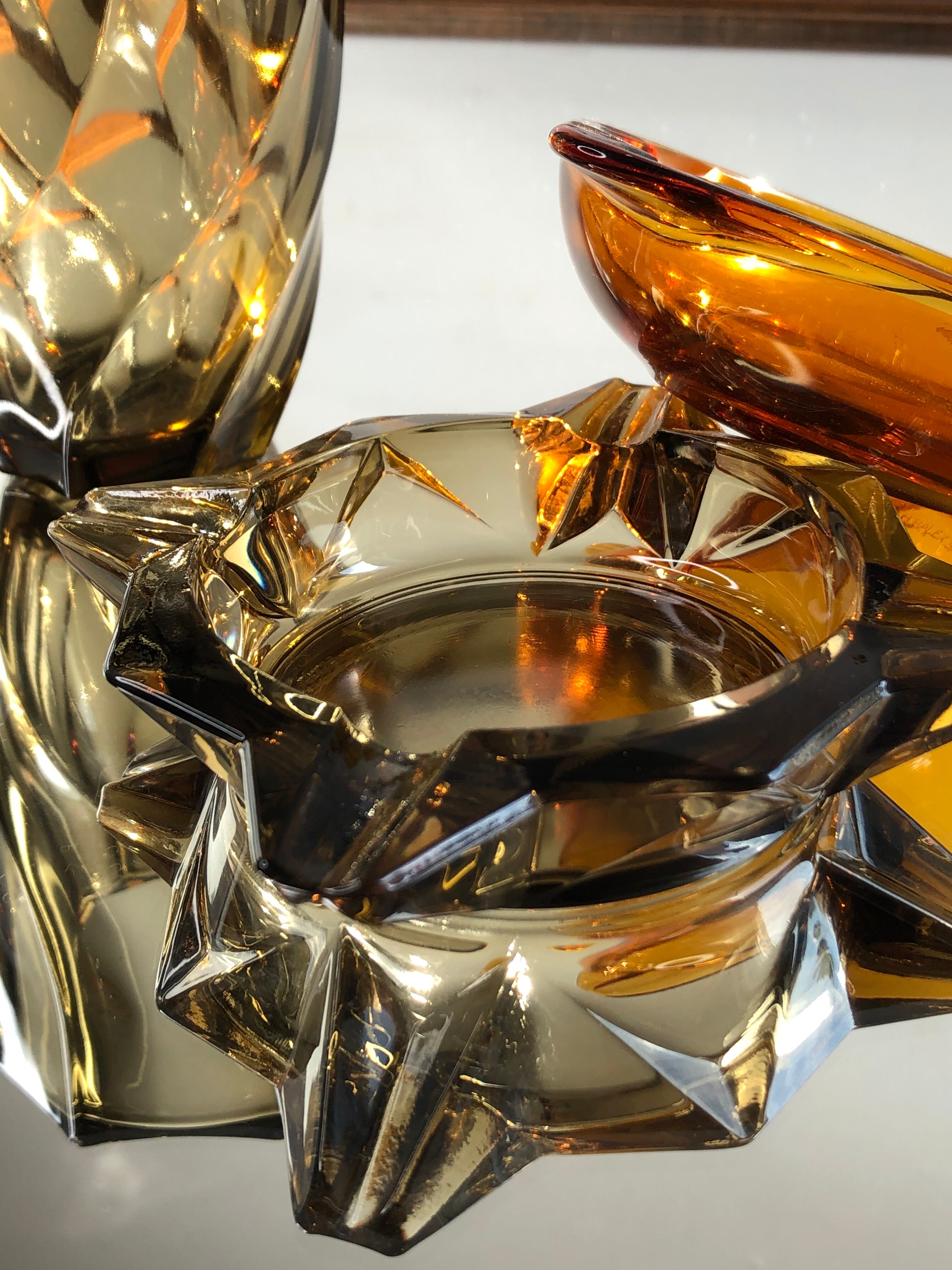 Smoked star ashtray Luminarc by J.G During 1970