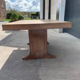 Table à manger art déco en chêne cérusé vers 1940