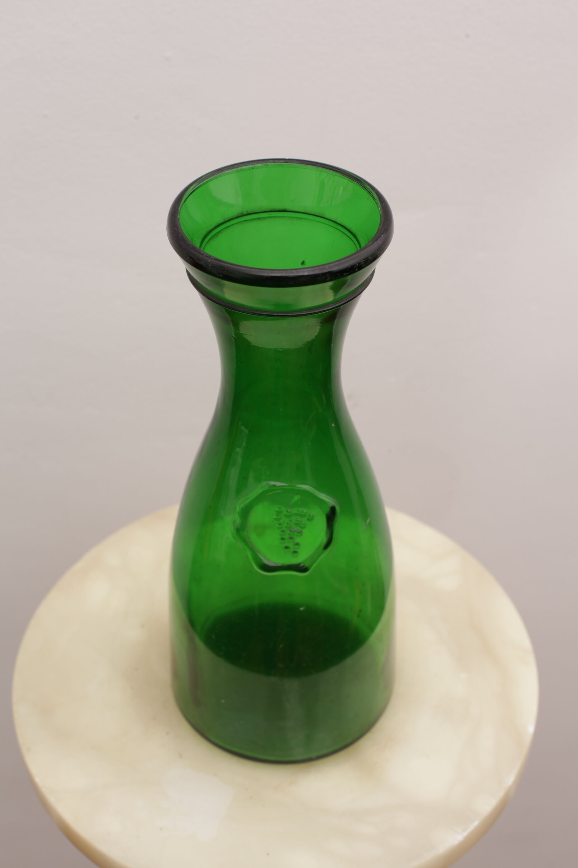 Glass carafe or vase with medallion