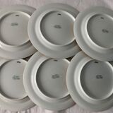 Cake service 6 dessert plates and 2 dishes Georges Boyer porcelain Limoges 1950
