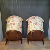 Pair of Louis XVI style toad armchair