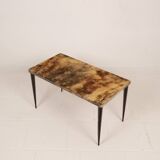 Rectangular parchment low coffee table by Aldo Tura 1950