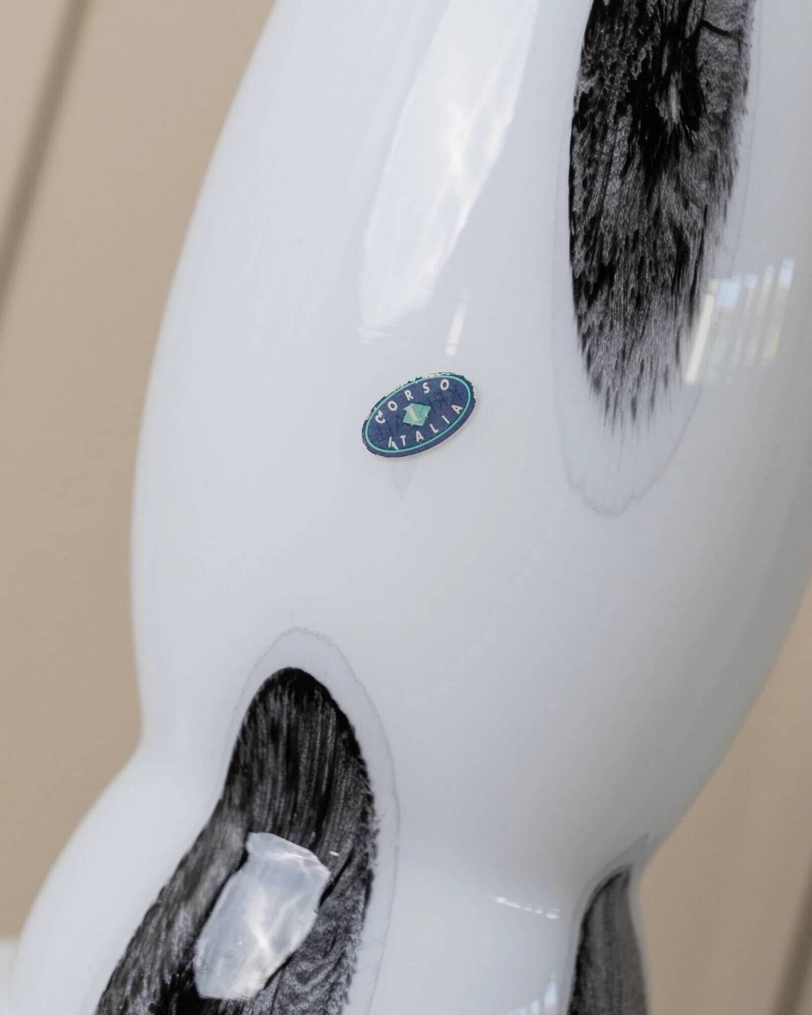 Black and White Hand-Blown Murano Glass Vase by Corso Italia (1980s) – 26 cm tall