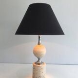 Travertine and chrome lamp. Philippe Barbie