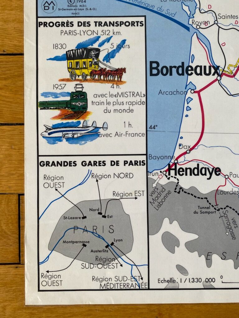 1964 School Map Railways of France