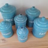Series of enamel pots for spices or condiments
