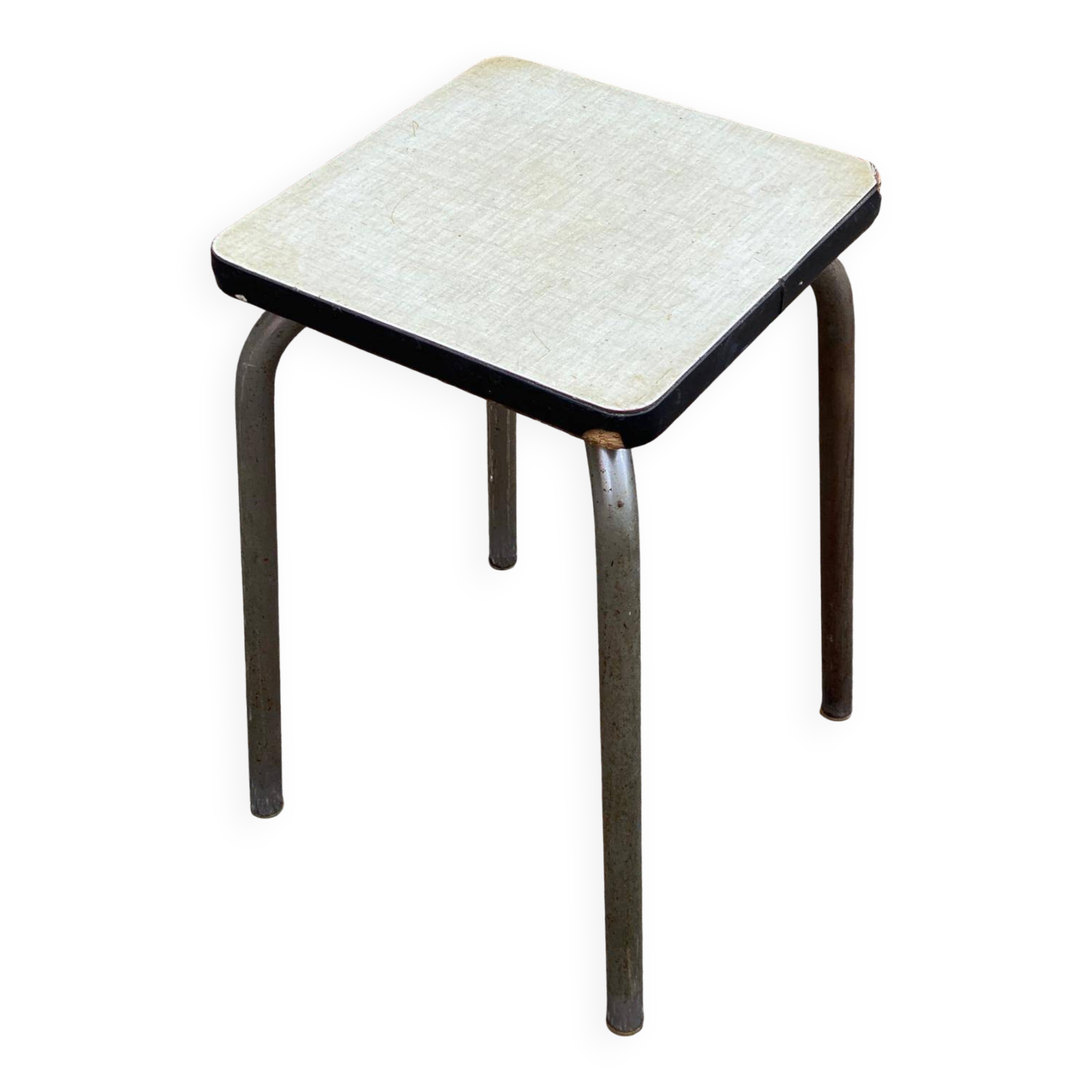 Tabouret en formica vert clair et acier 1990