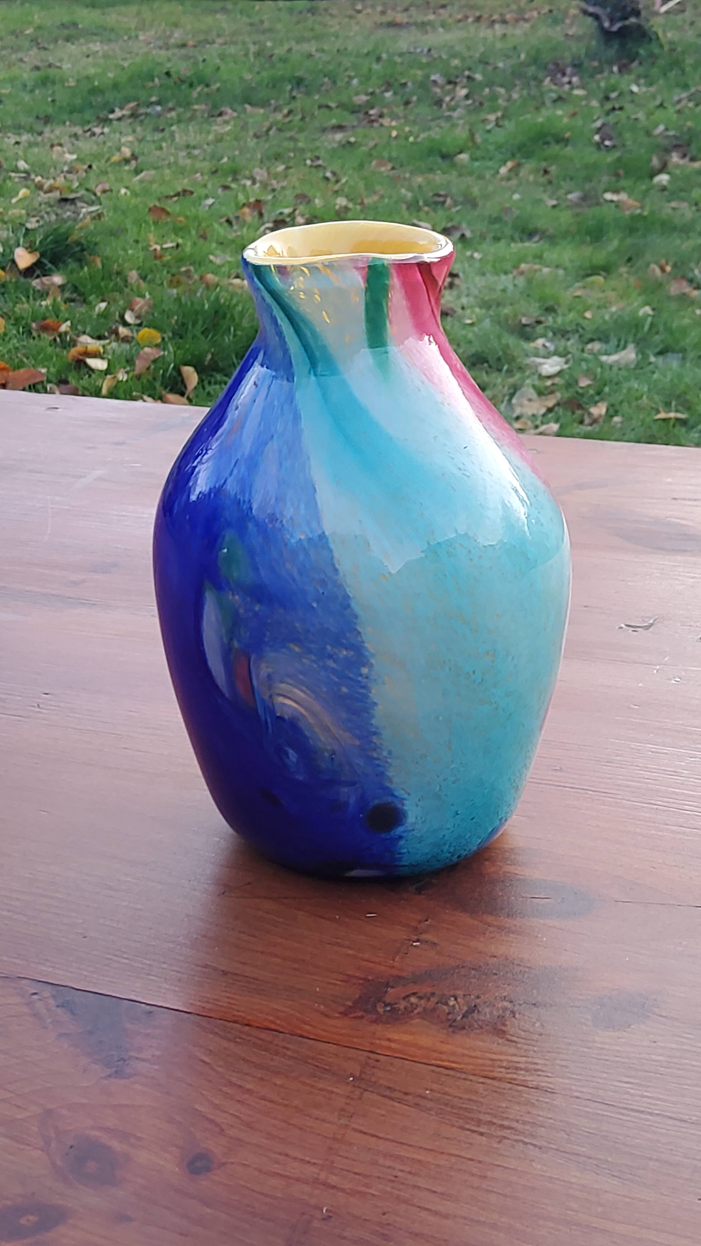 Multicolored Murano blown glass vase from the 70s