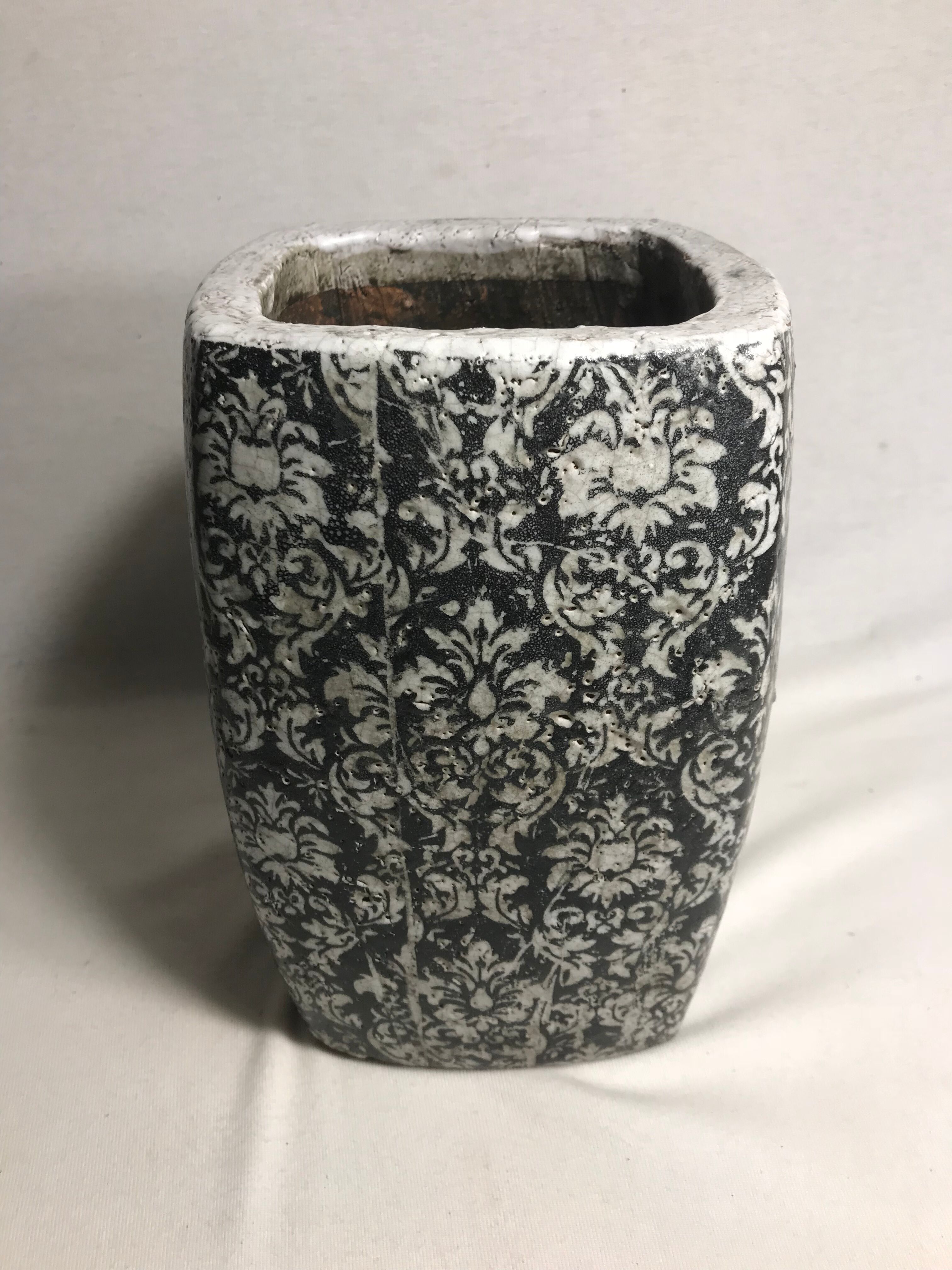 Old enamelled terracotta vase from the 70's vintage