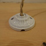 Black enamelled suspension with porcelain rosette