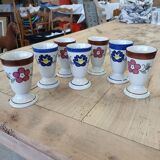 7 old glazed stoneware mazagrans