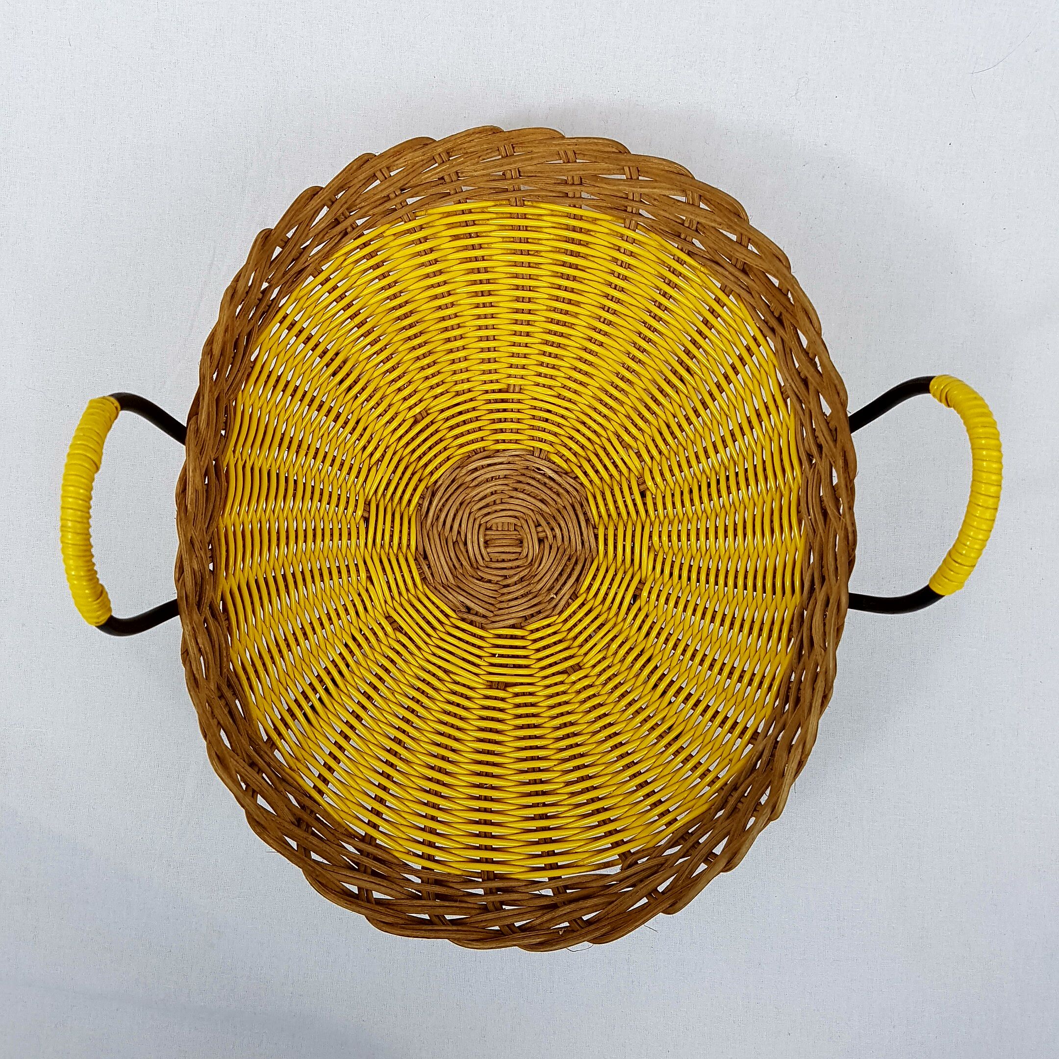 Corbeille a fruits scoubidou jaune