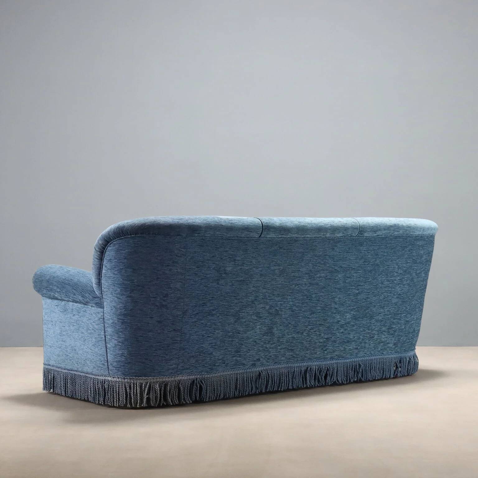 Vintage velvet sofa with spring cushioning, Italian design from the 1950s.