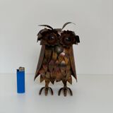 Brutalist owl sculpture, vintage 1970s