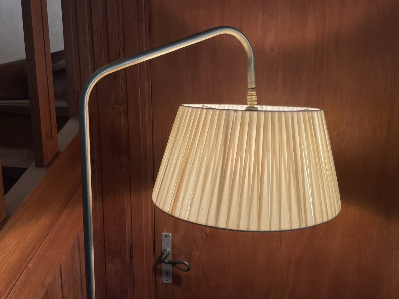 Vintage articulated floor lamp with shelf and magazine holder 1960s