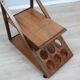 Vintage geometric walnut wood bar cart 1970s