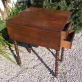 Antique victorian table, mahogany drop-leaf worktable, side table, circa 1880