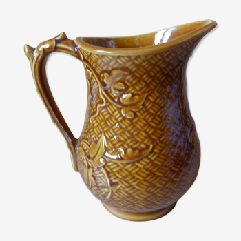 Sarreguemines ceramic wine pitcher