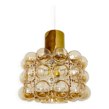 1 of 2 Large Bubble Glass Pendant Lamps by Helena Tynell for Glashütte Limb