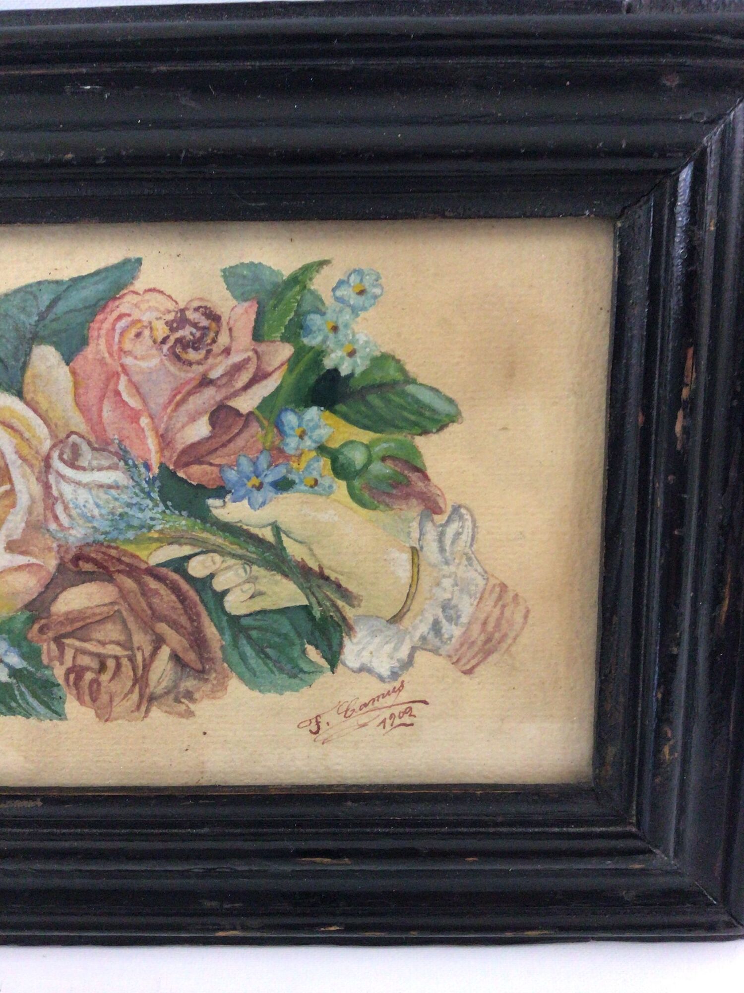 Painting bouquet of flowers signed F. Camus