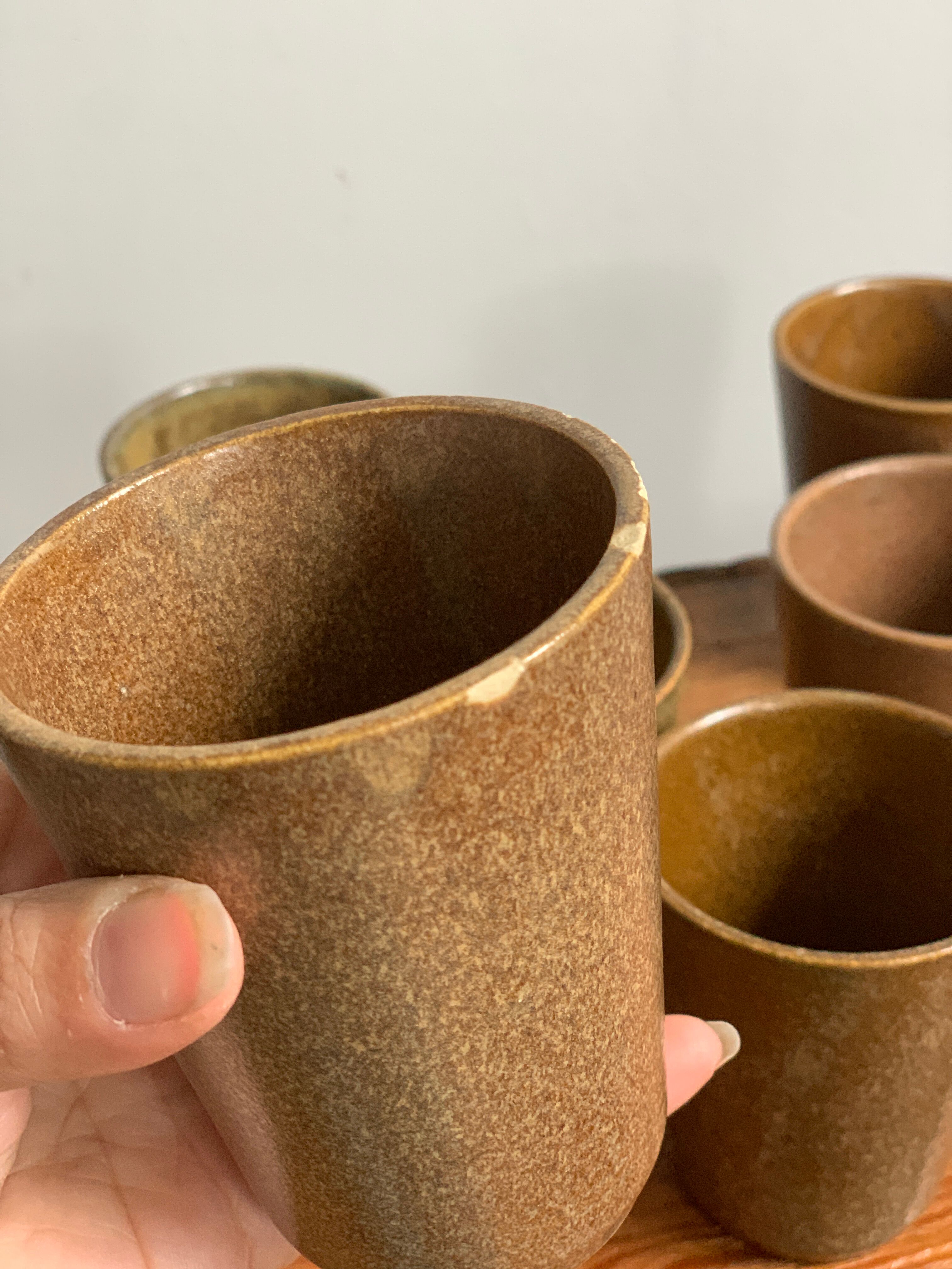 6 glasses digoin sandstone cups