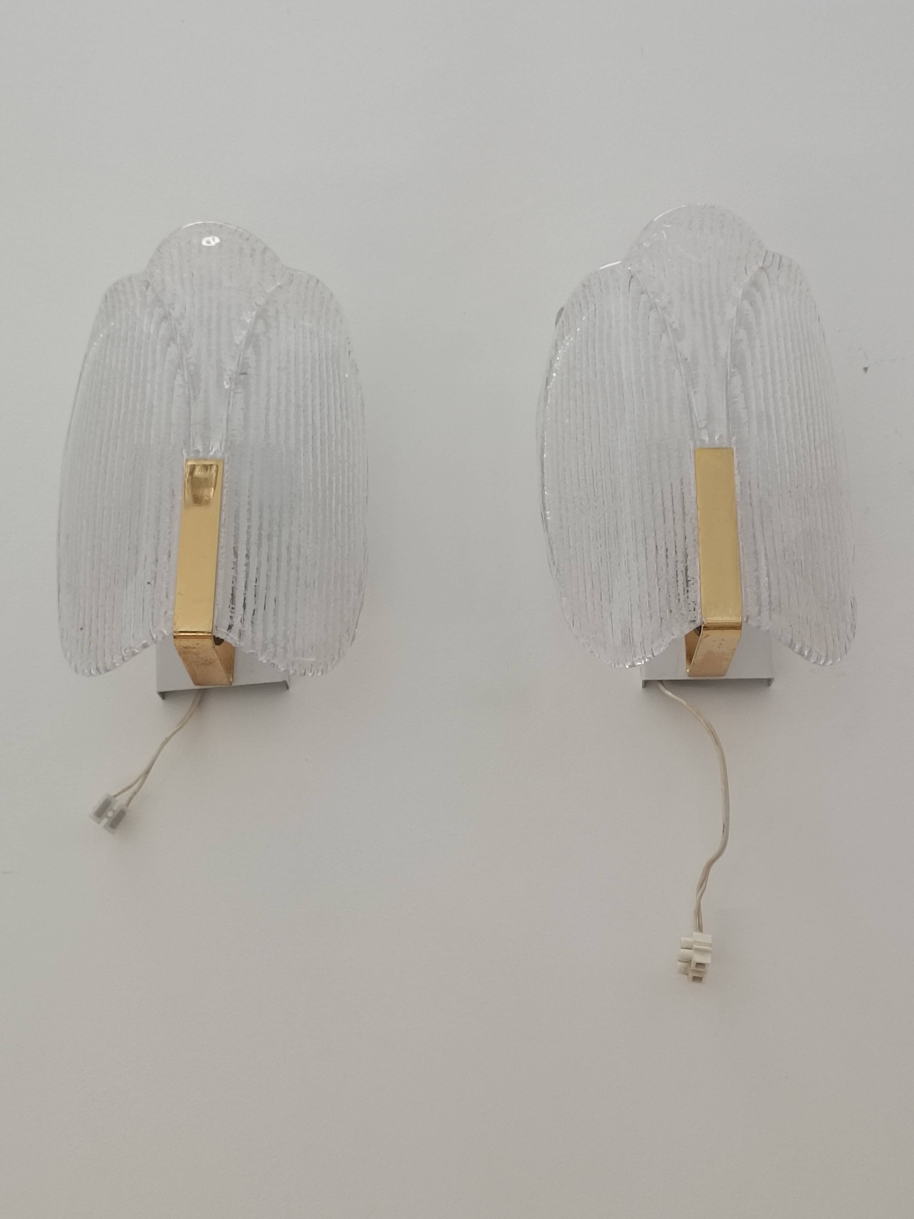 Wall sconces by Carl Fagerlund for Orrefors 1970s