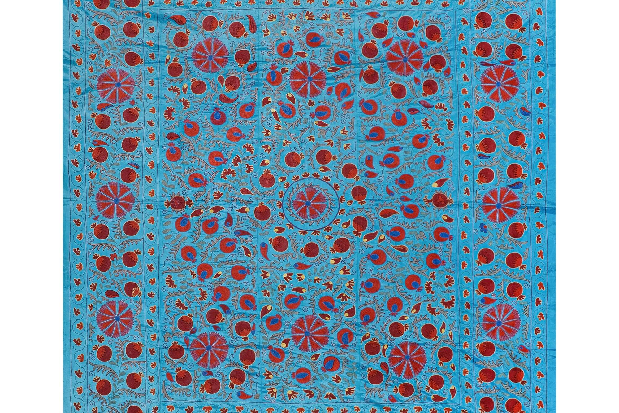 Vintage hand-embroidered Uzbek Suzani 256x305 cm