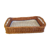 Rectangular wicker tray, vintage 60-70s