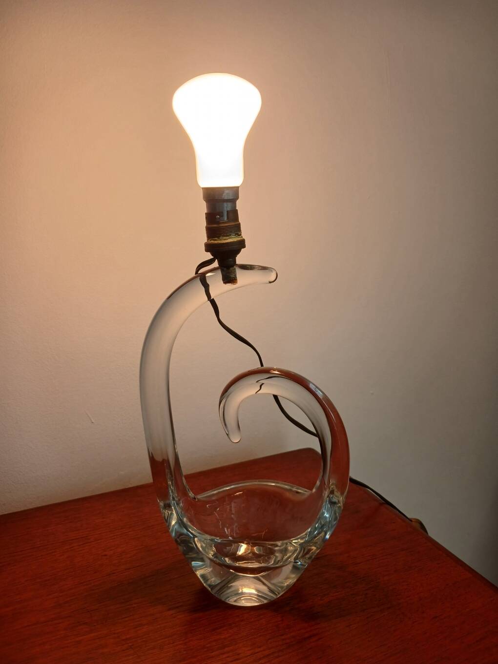 Antique lamp base in Schneider France crystal.