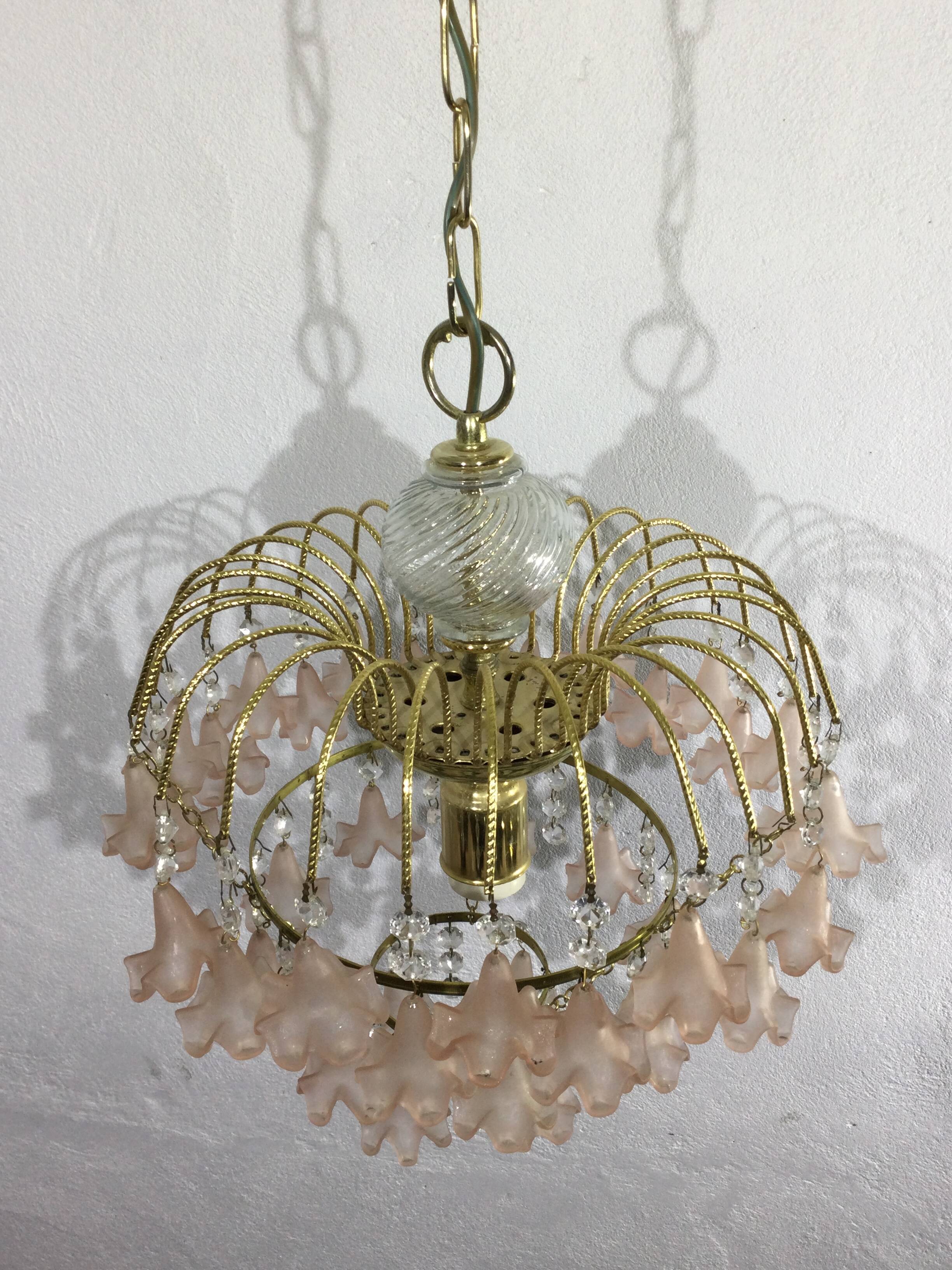 Pink flowers tassel chandelier