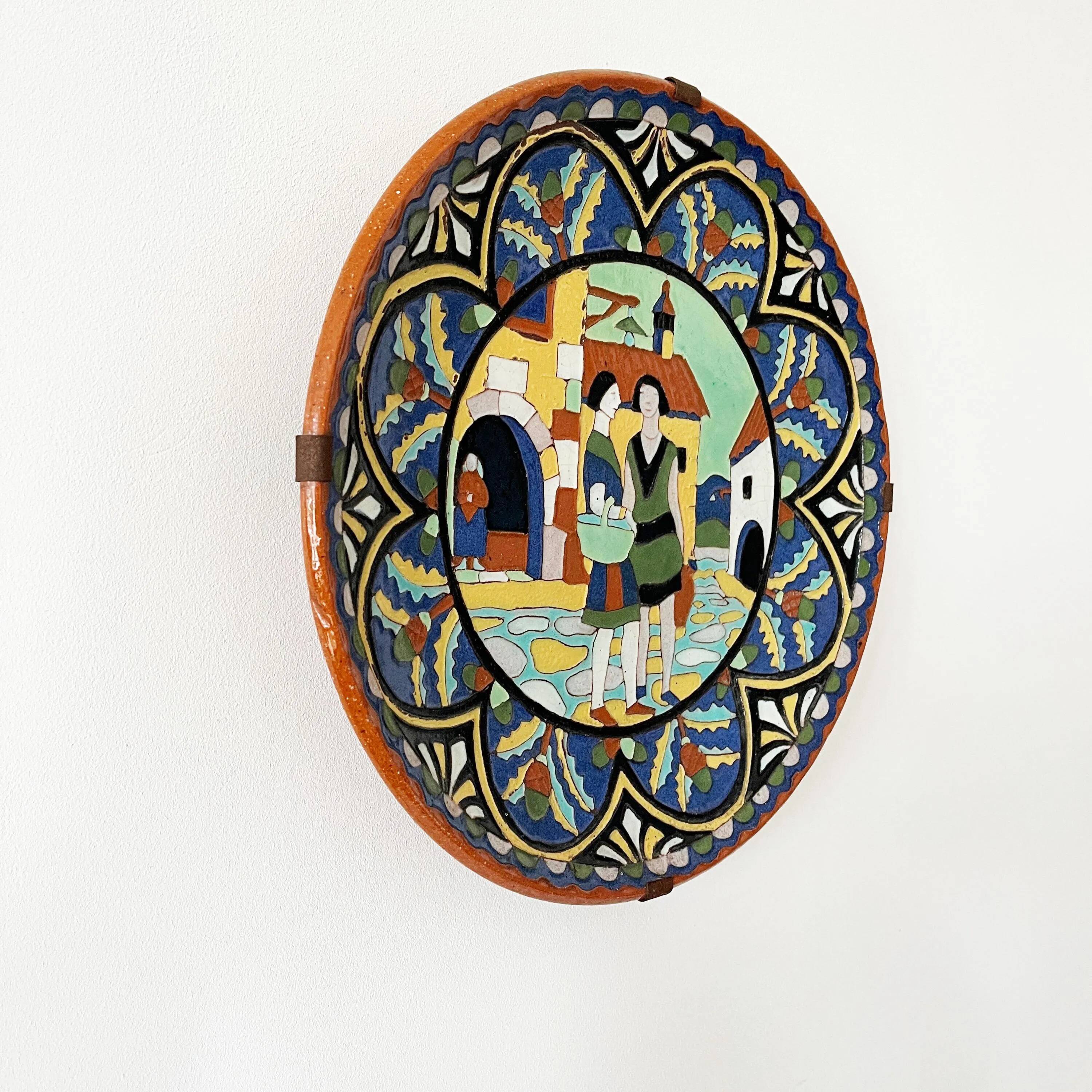 Large glazed terracotta dish