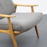 1950s armchair in restored cherry wood, two available