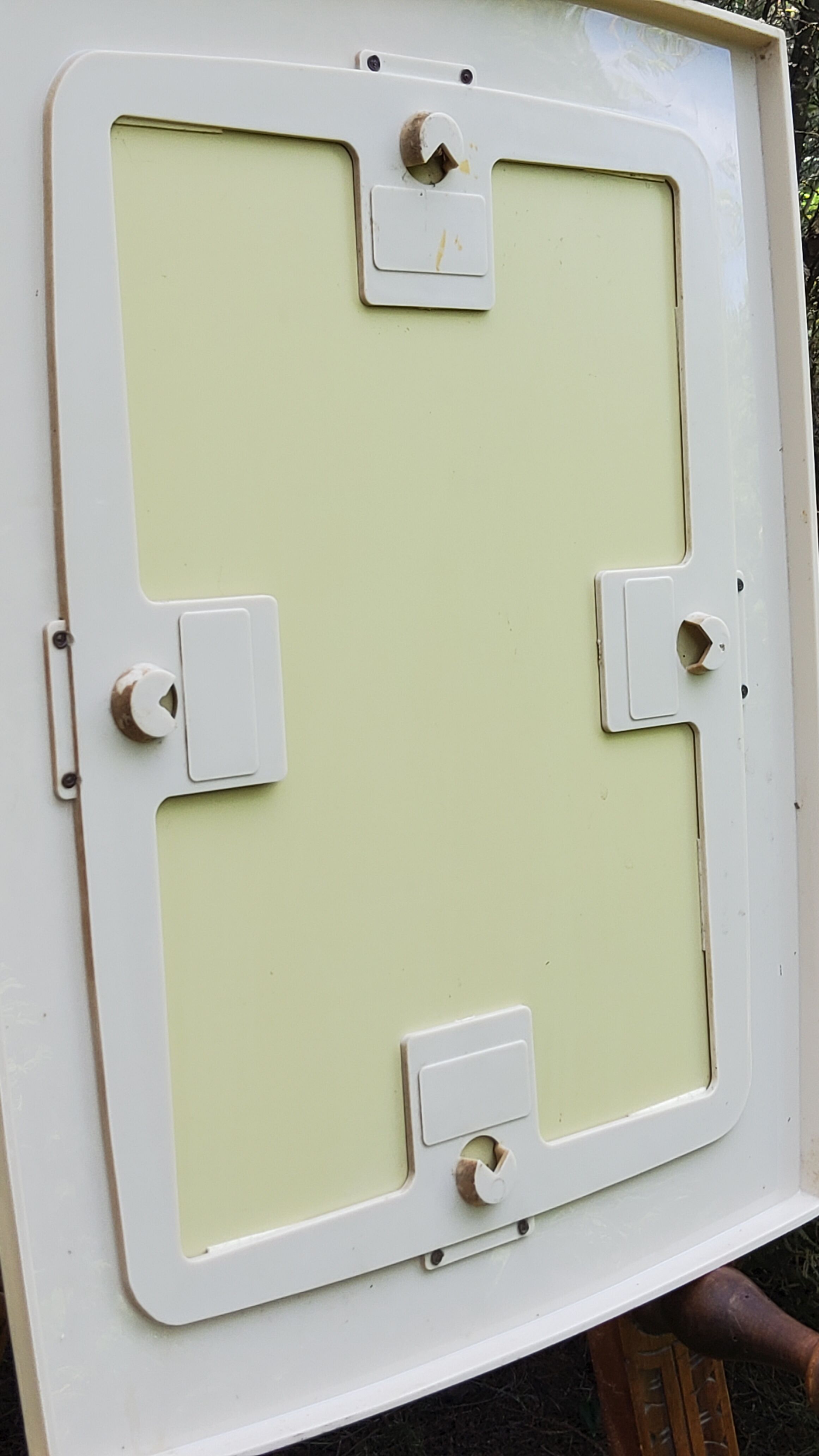 Beige and brown plastic mirror from the 70s