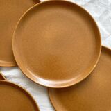 6 assiettes plates en grès vintage