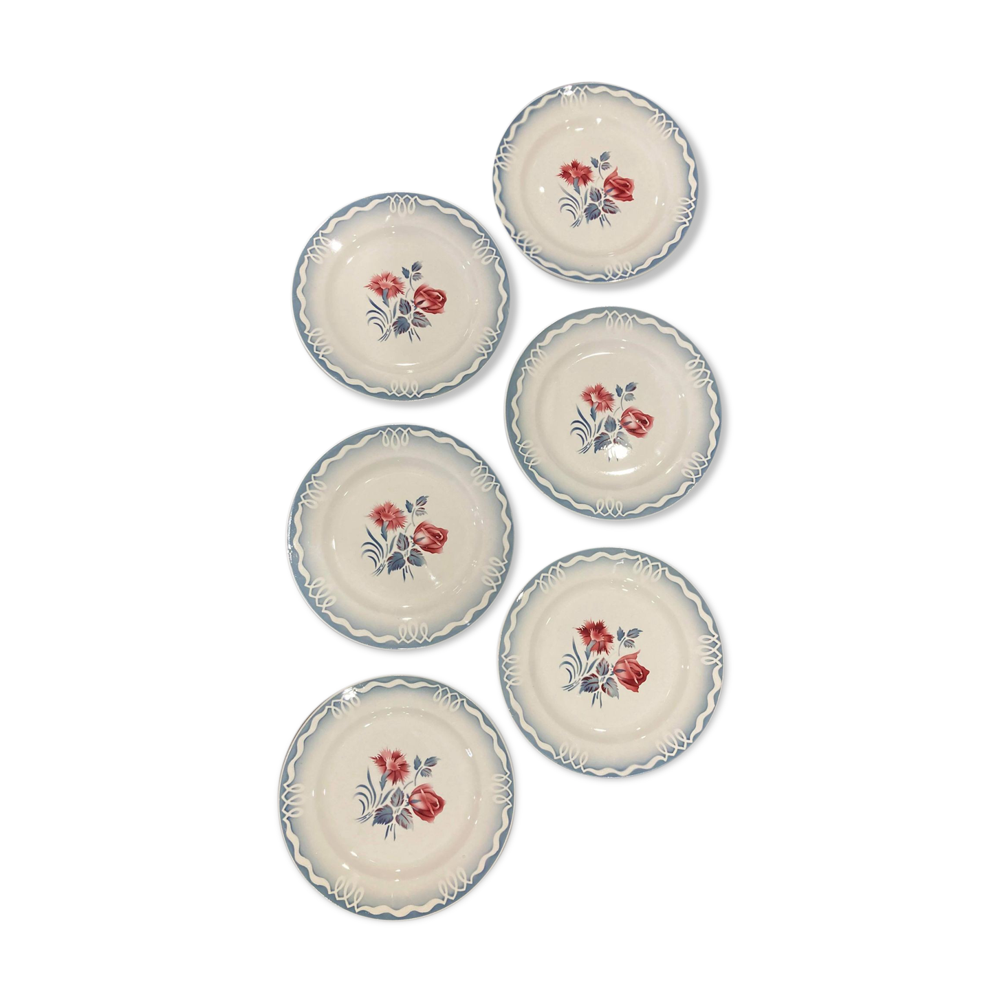 Lot of 6 plates Digoin Sarreguemines model Marinette