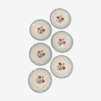 Lot de 6 assiettes Digoin Sarreguemines modèle Marinette