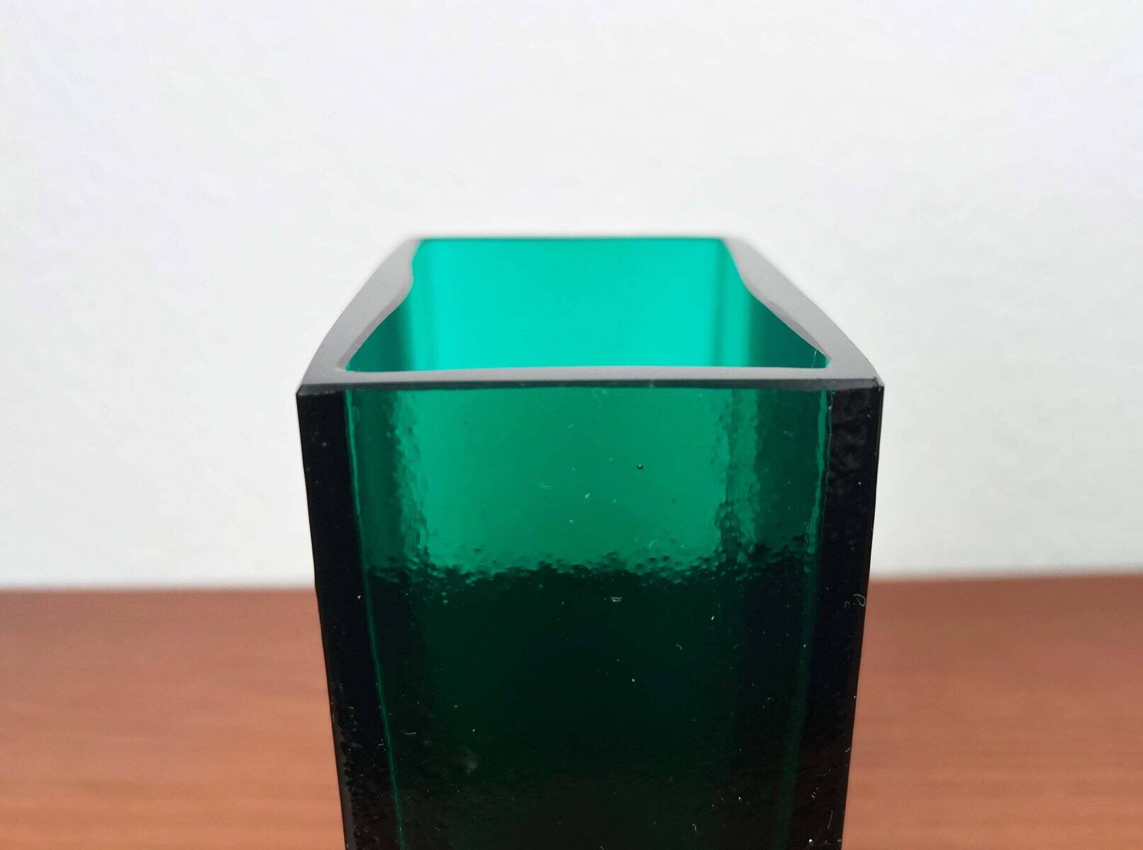 Minimalist mid-century glass block vase by Finncristall, Finland, 1960s.
