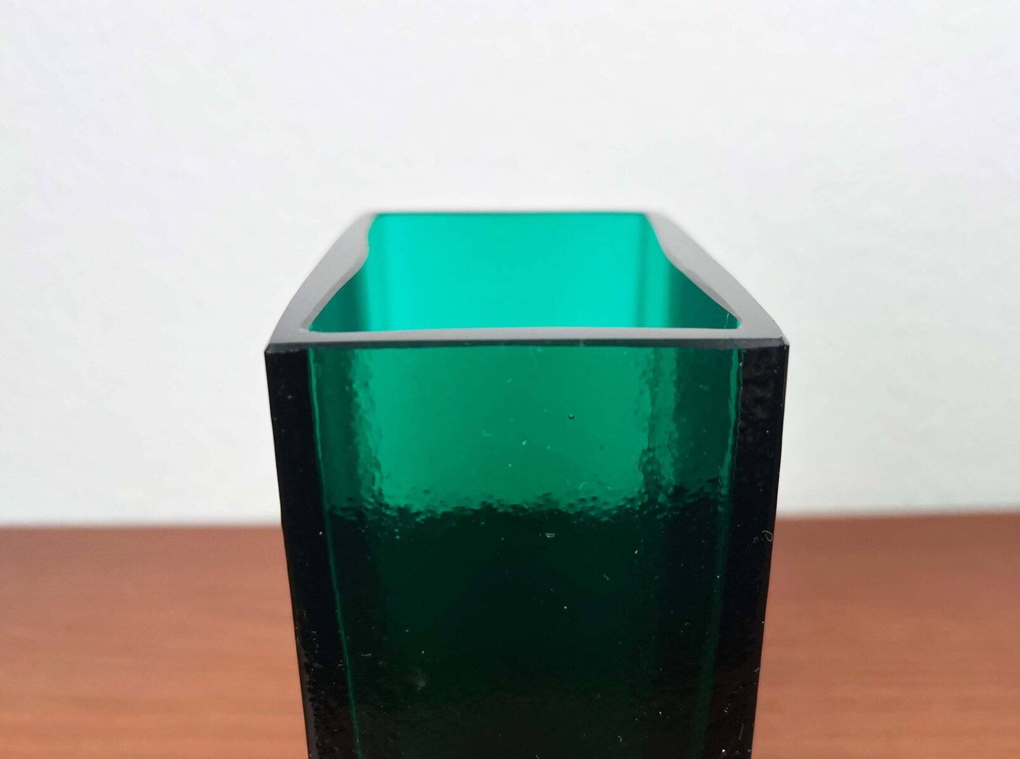 Minimalist mid-century glass block vase by Finncristall, Finland, 1960s.