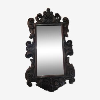 Beveled mirror and carved wood XIX th 27x45cm