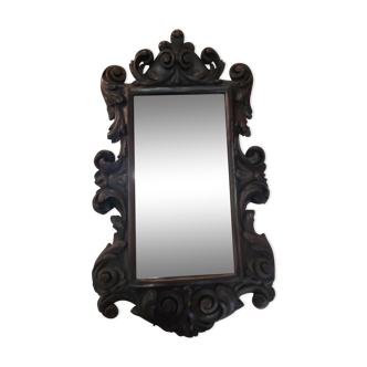 Beveled mirror and carved wood XIX th 27x45cm