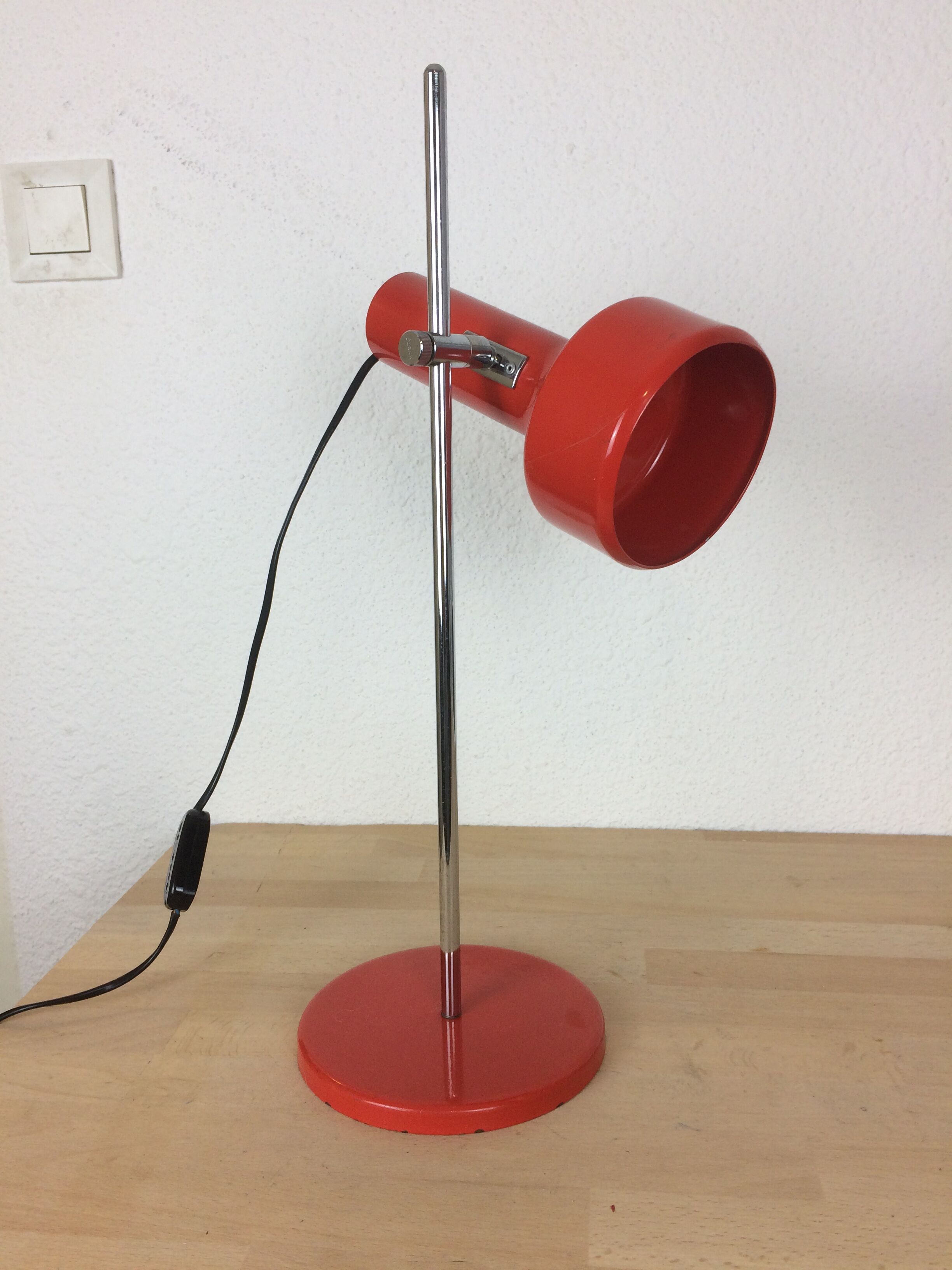 Stralux red metal desk lamp 1960