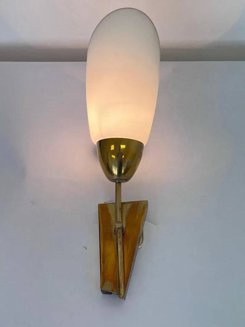 Mid Century Brass and Glass Wall Light/lamp by Kamenicky Senov - around 1970s