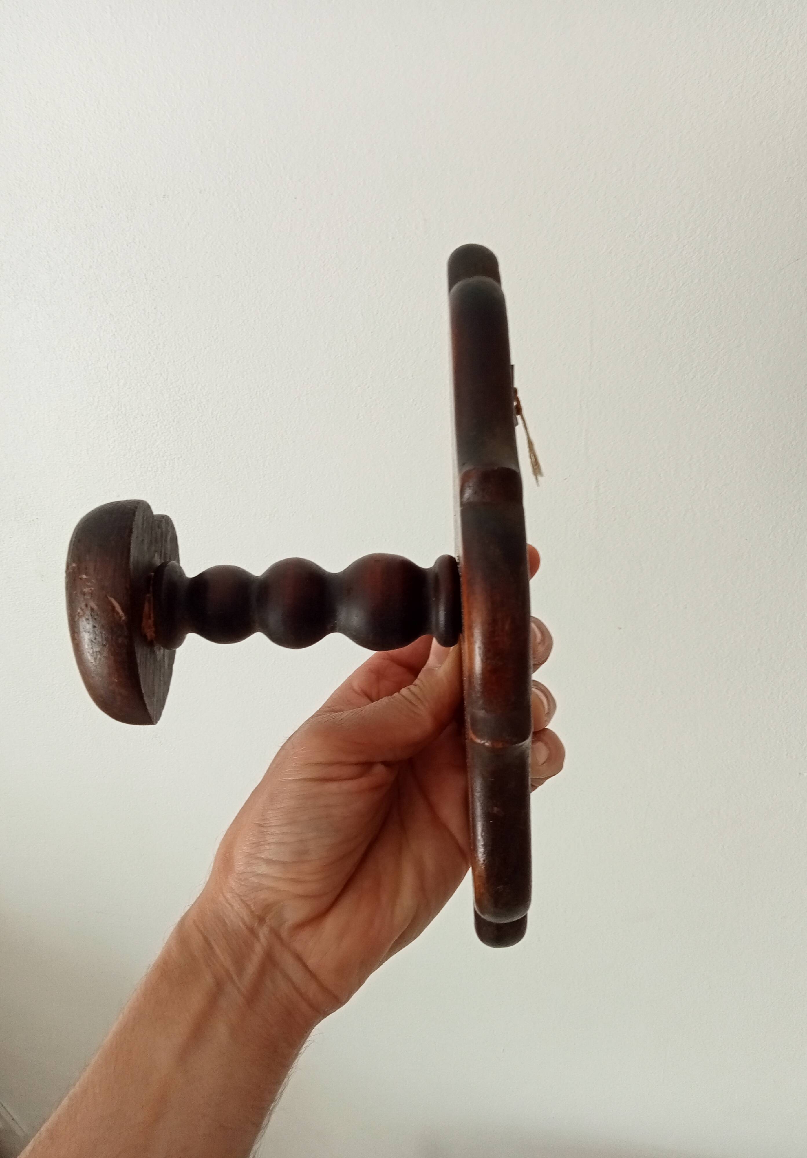 Vintage wall coat rack in carved solid wood, popular art.