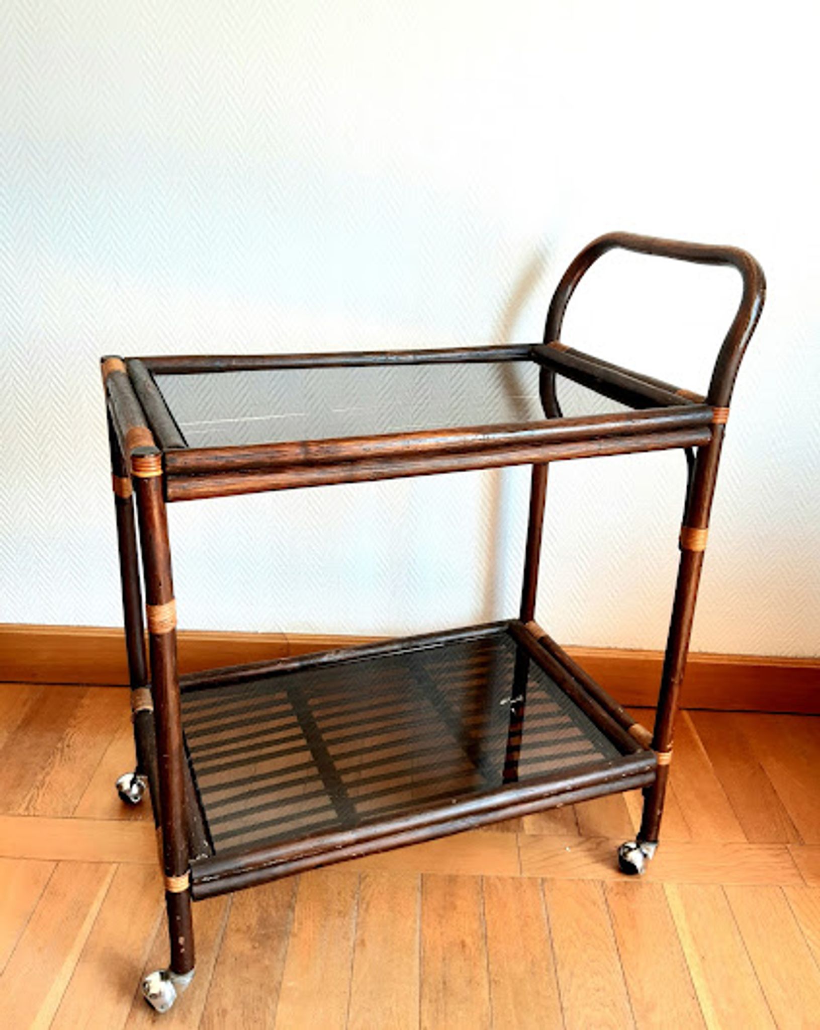 Rattan and smoked glass rolling service
