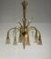 Venetian chandelier in beige/gray murano glass bordered with a red net